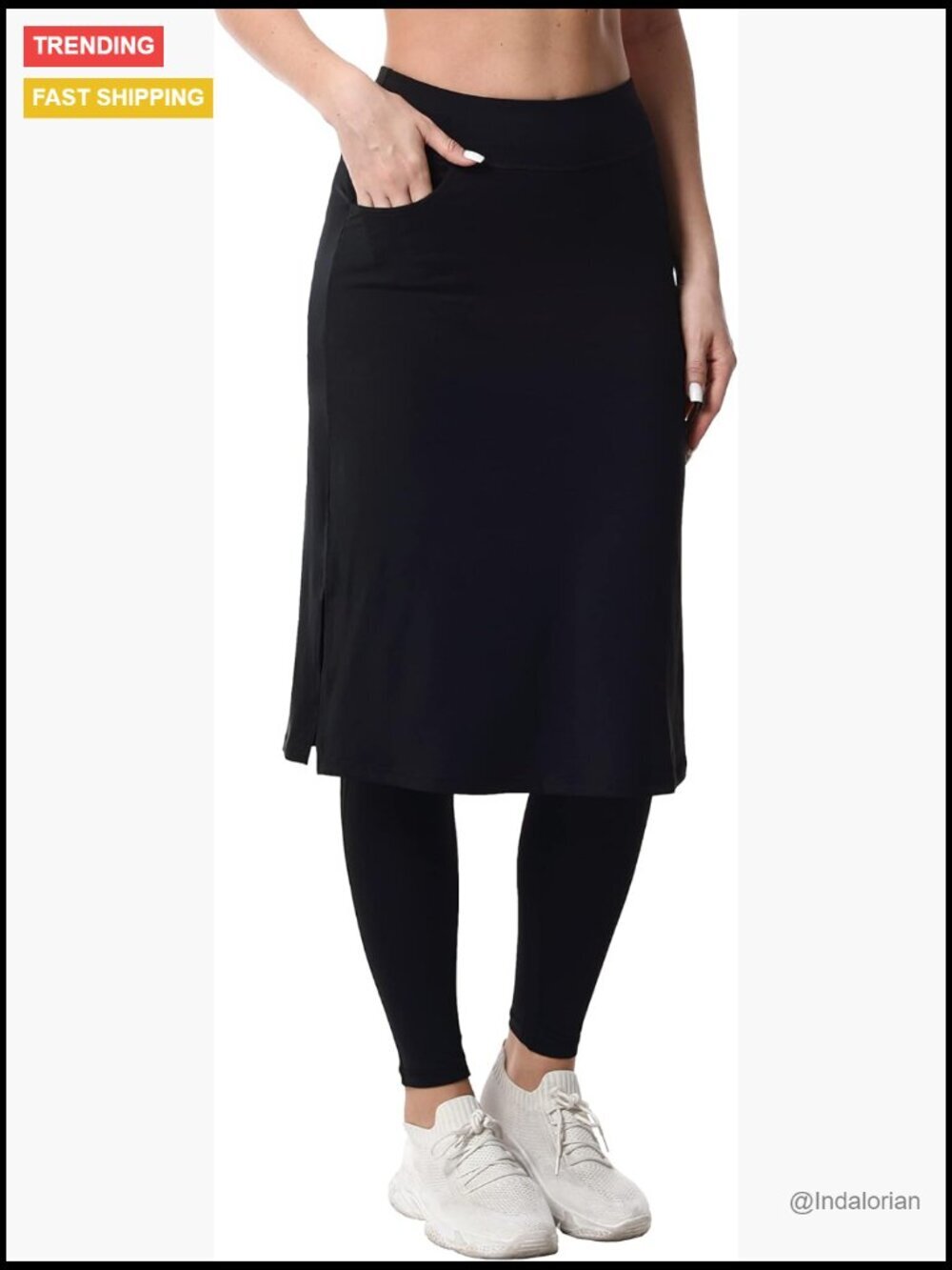Polyester Spandex High Waist Workout Skirt with Attached Leggings Pockets